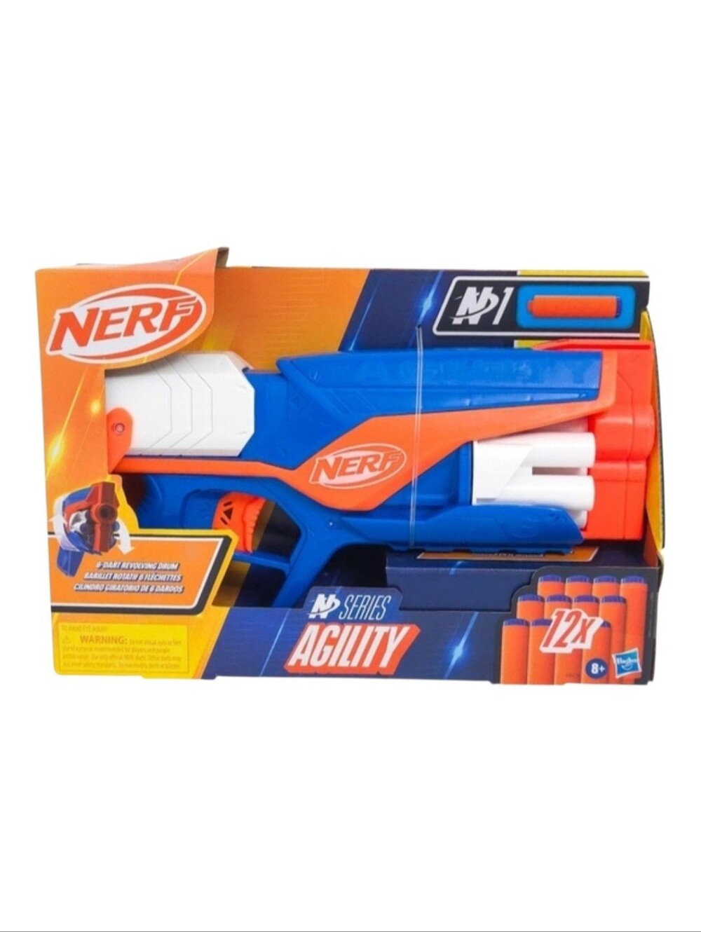 NWT Nerf N Series Agility Blue & Orange Blaster Dart Gun w 12 N1 Foam Darts